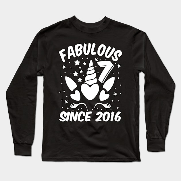 Fabulous 7 Since 2016 Unicorn Birthday Long Sleeve T-Shirt by busines_night